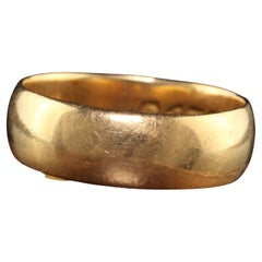 Retro Victorian 18K Yellow Gold English Wide Wedding Band - Size 10.75