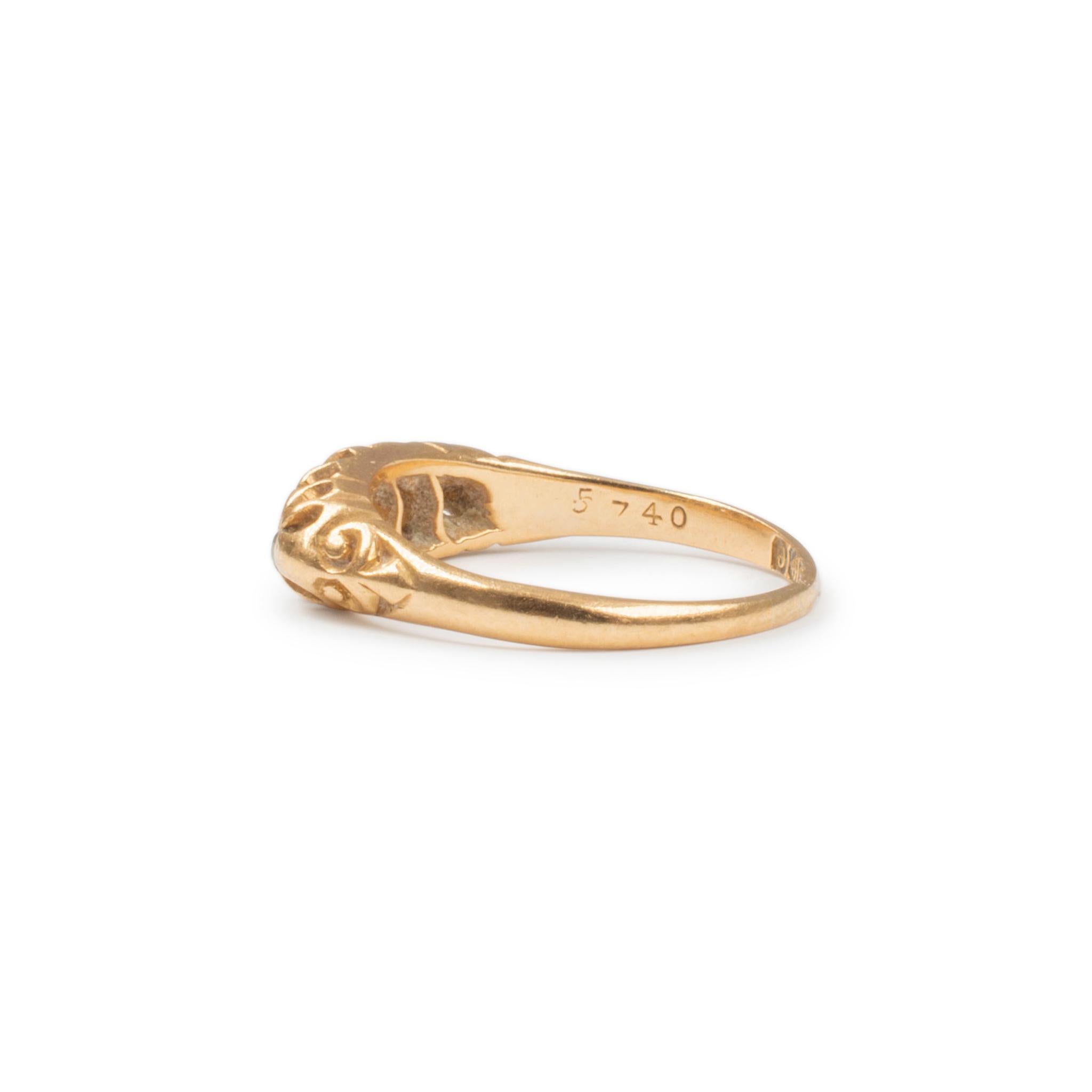Antique Victorian 18K Yellow Gold Five Stone Cocktail Ring For Sale 2