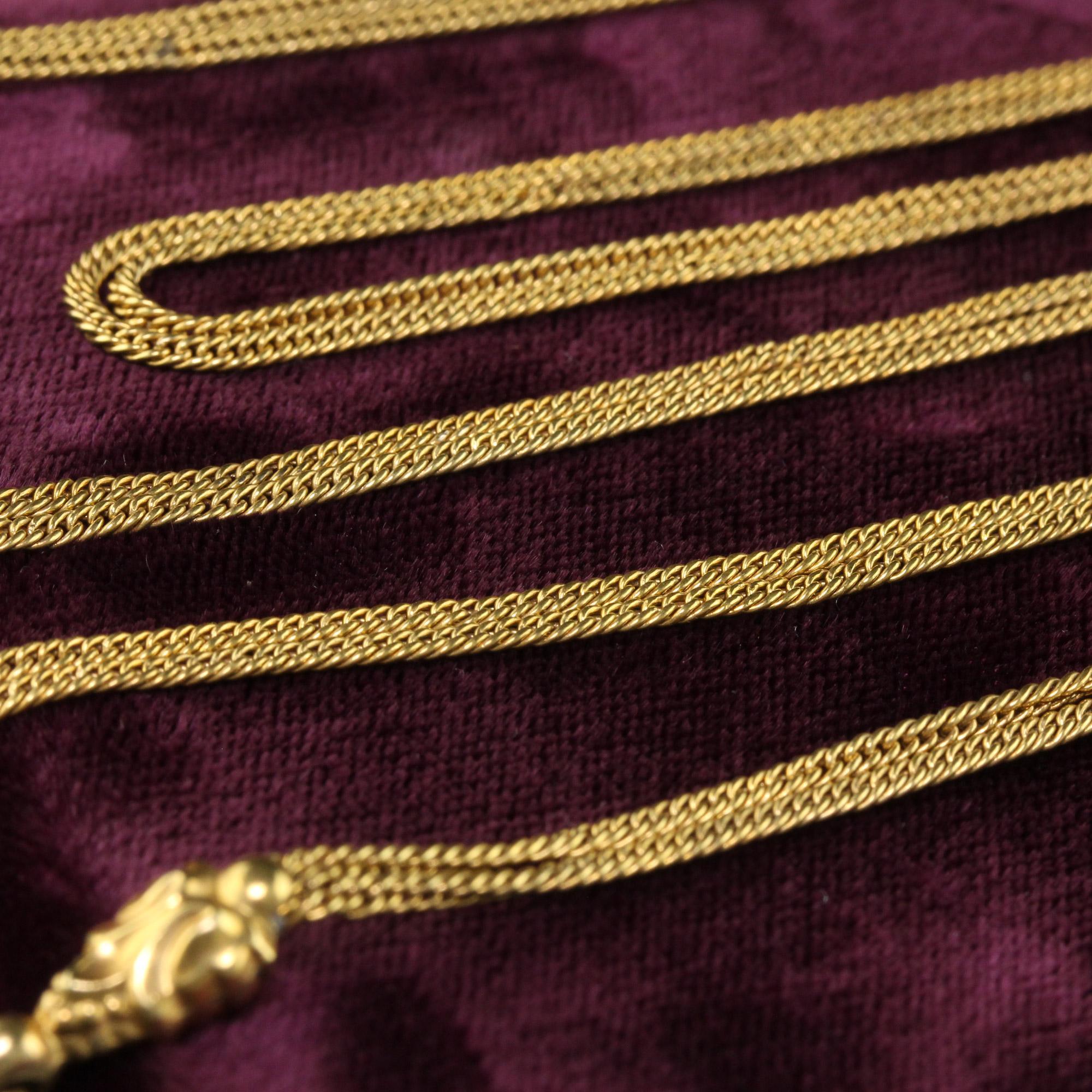 Antike viktorianische 18 Karat Gelbgold Lariat Kette Halskette - 49 Zoll im Zustand „Gut“ im Angebot in Great Neck, NY