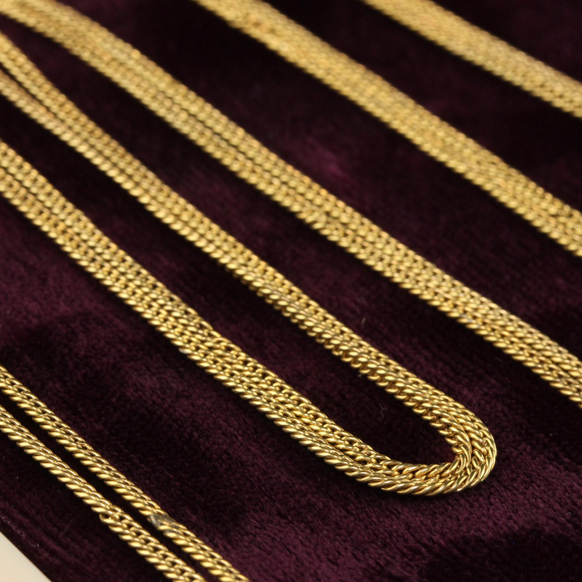 Antike viktorianische 18 Karat Gelbgold Lariat Kette Halskette - 49 Zoll Damen im Angebot