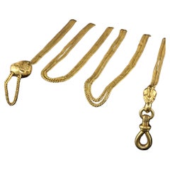 Antique Victorian 18K Yellow Gold Lariat Chain Necklace - 49 Inches