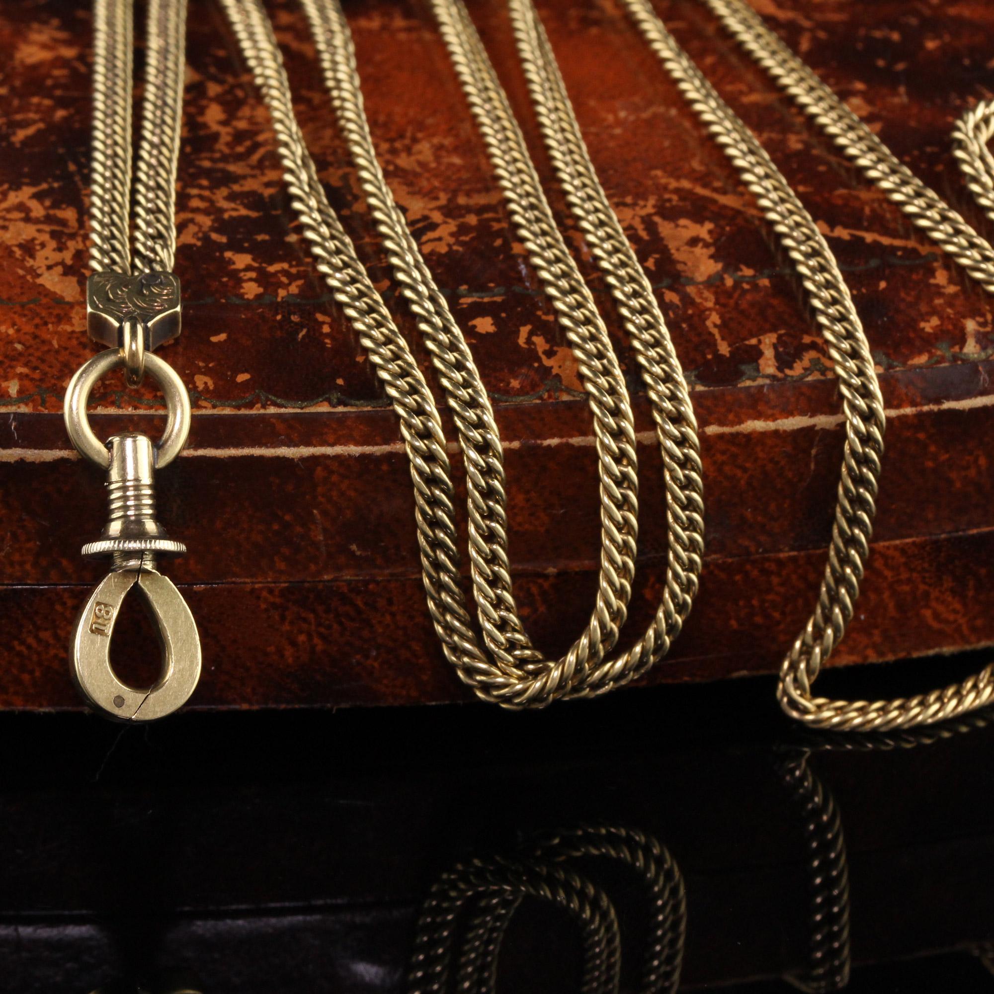 Women's or Men's Antique Victorian 18K Yellow Gold Lariat Necklace