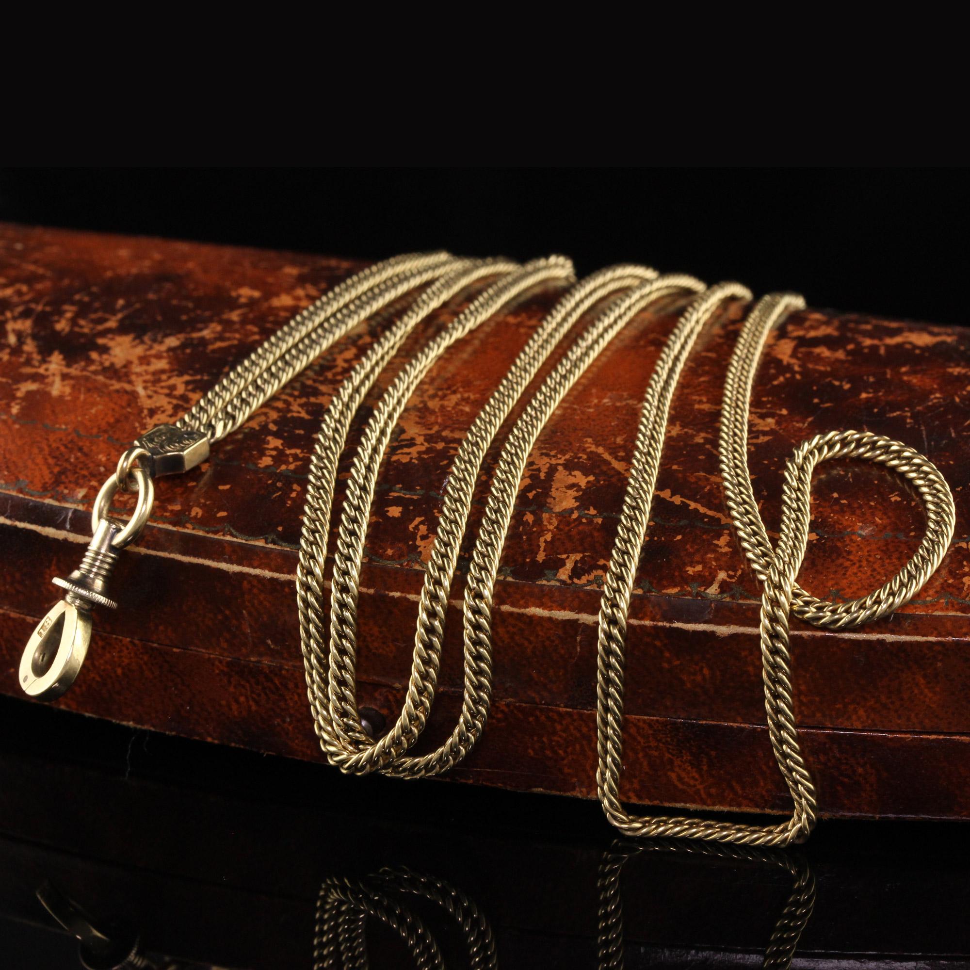 Antike viktorianische Lariat-Halskette aus 18 Karat Gelbgold im Angebot 1