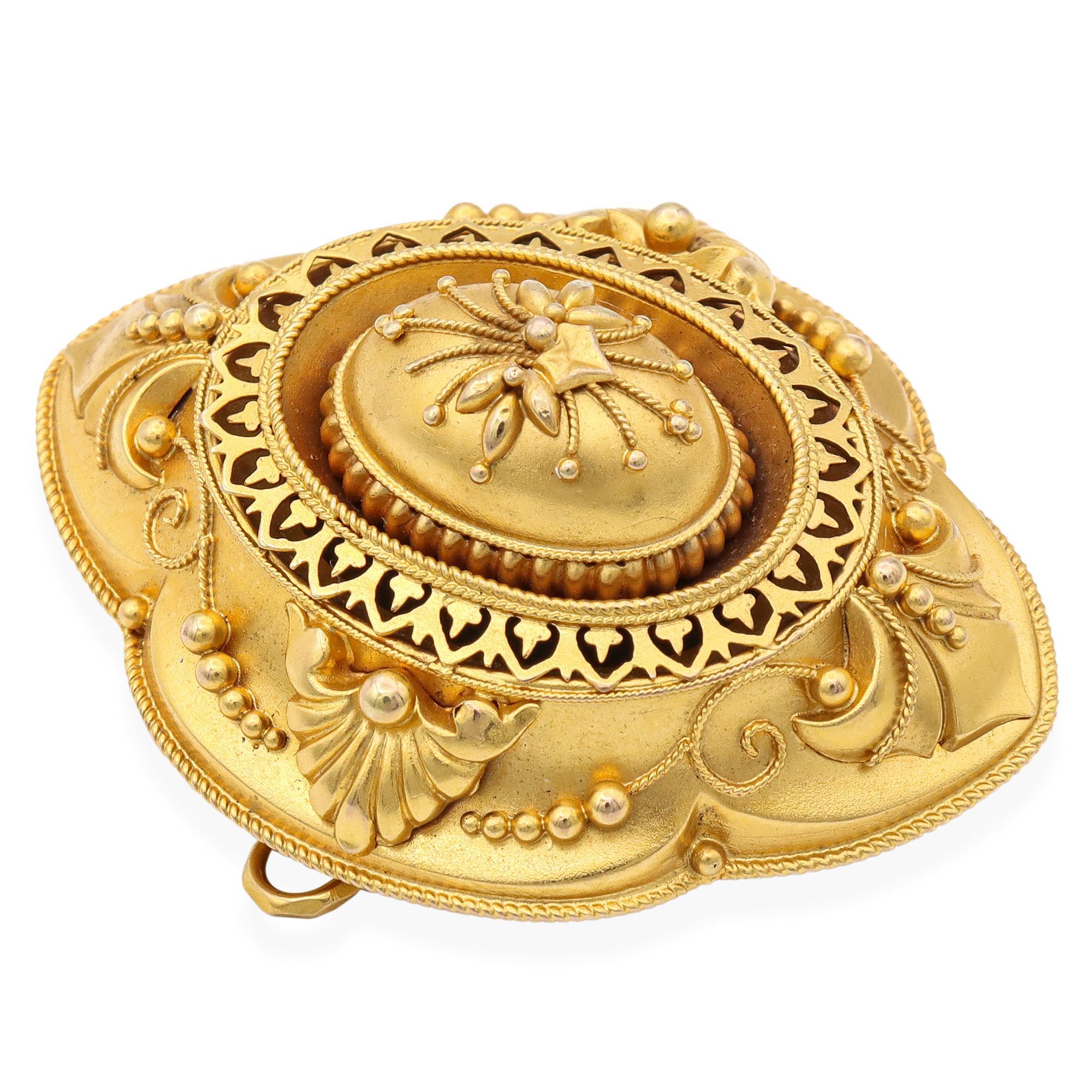 Antique Victorian 18k Yellow Gold Mourning Brooch Pendant In Good Condition For Sale In New York, NY