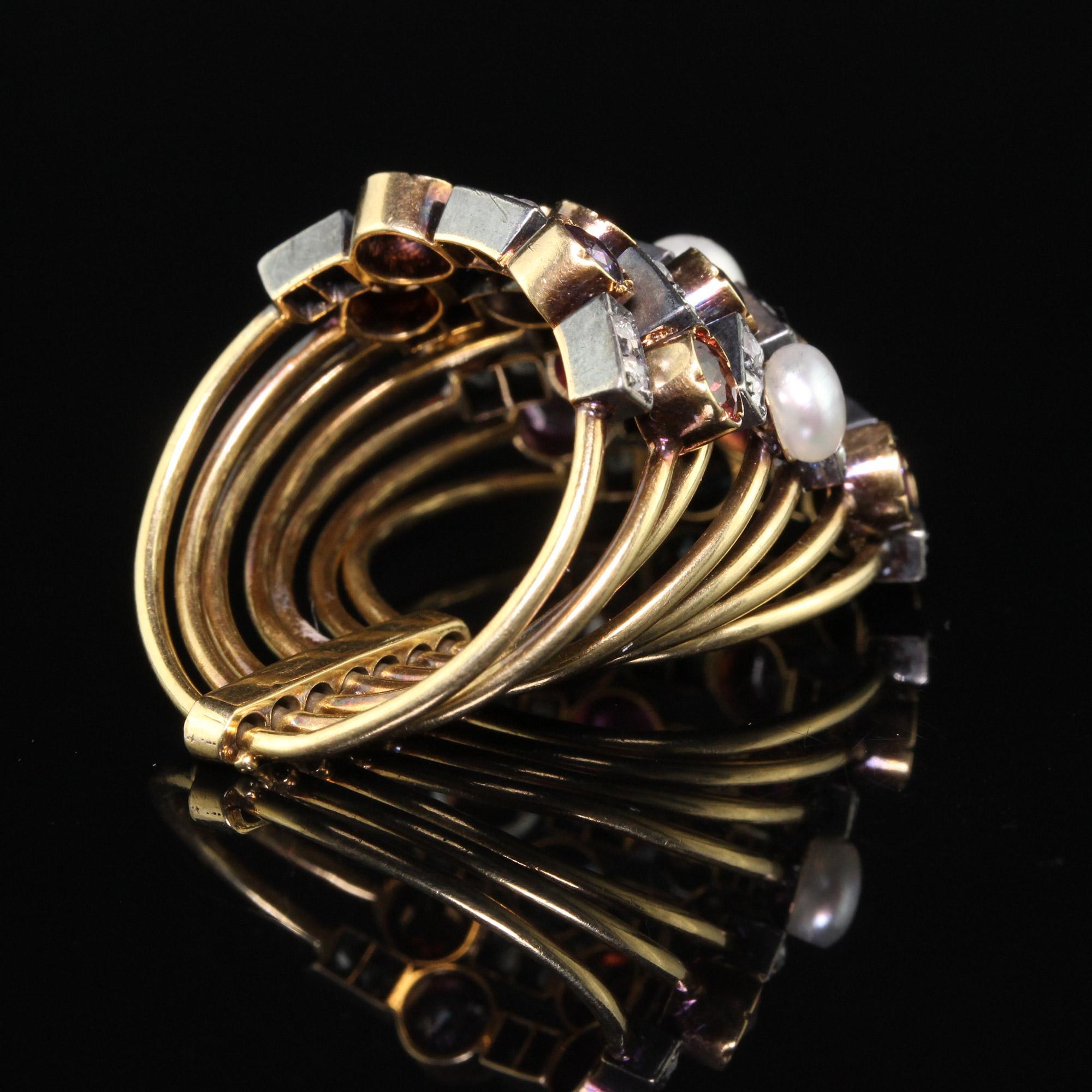 Antiker viktorianischer Hareming aus 18 Karat Gelbgold mit mehreren Saphiren, Perlen, Rubin und Diamanten im Angebot 2