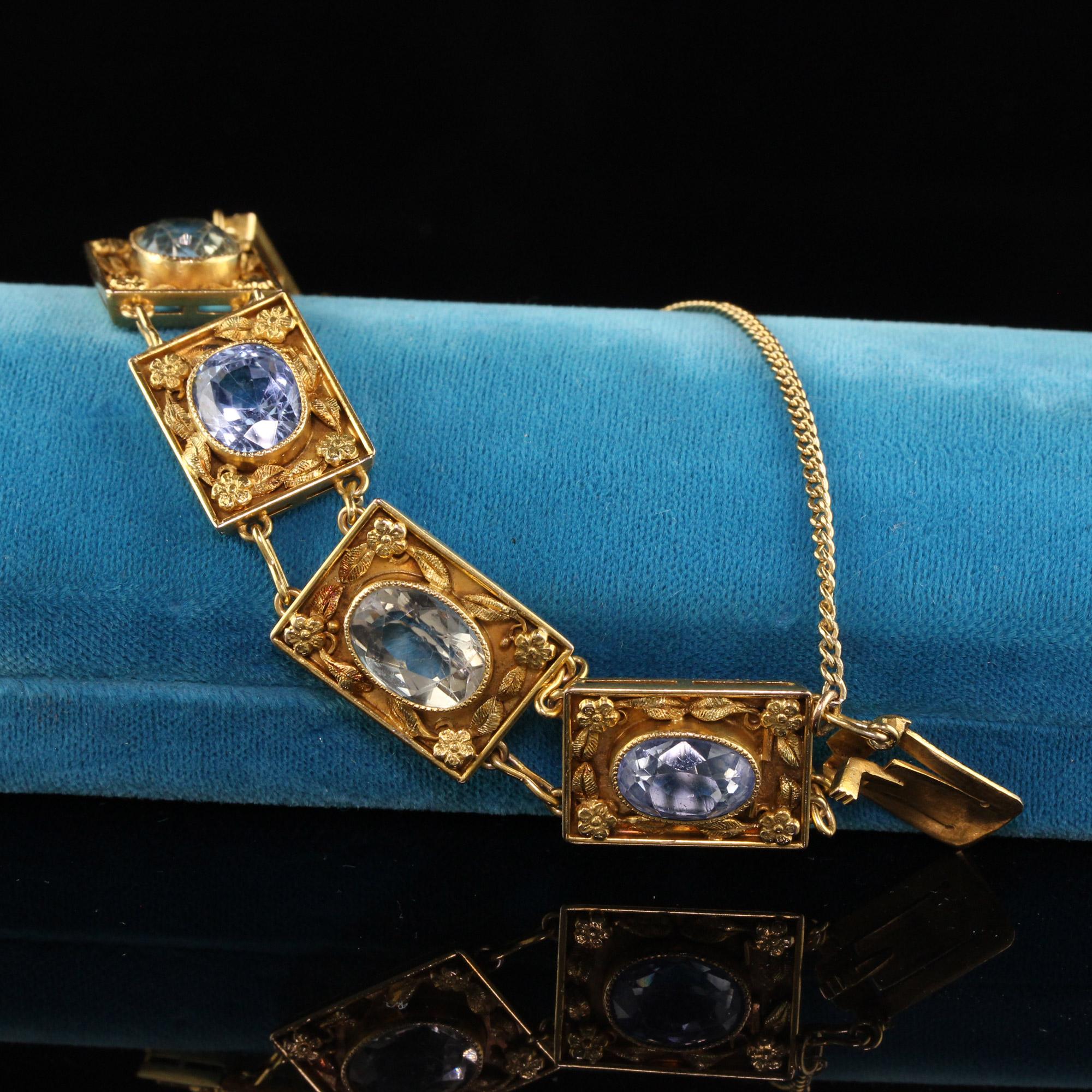  Bracelet victorien ancien en or jaune 18 carats avec saphirs multicolores, certifiés GIA Pour femmes 