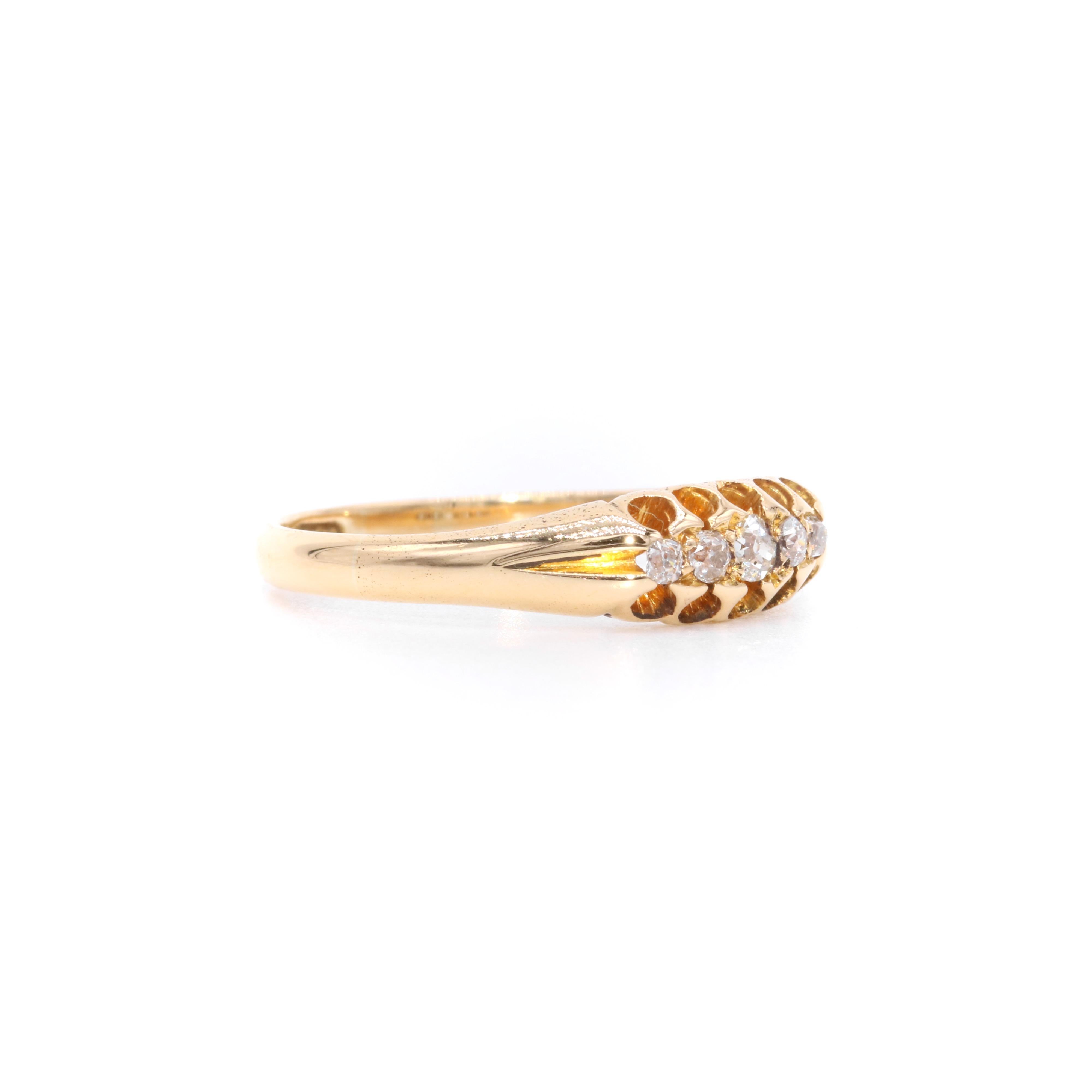 Antique Victorian 18K Yellow Gold Old Cut Diamond 5 Stone Ring For Sale 1