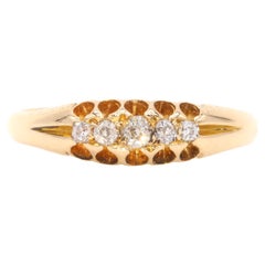 Antique Victorian 18K Yellow Gold Old Cut Diamond 5 Stone Ring