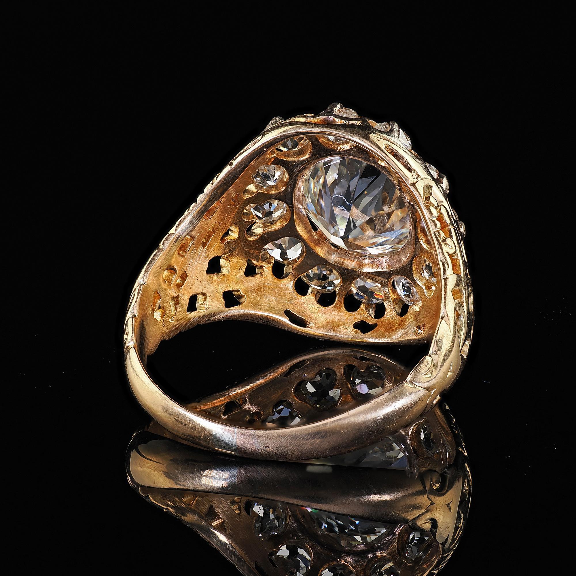 Antique Victorian 18K Yellow Gold Old Euro Diamond Engagement Ring - GIA 3