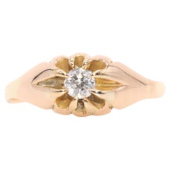 Anello Belcher antico vittoriano in oro giallo 18 carati con diamante taglio europeo