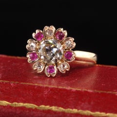 Antique Victorian 18K Yellow Gold Old European Cut Diamond Engagement Ring