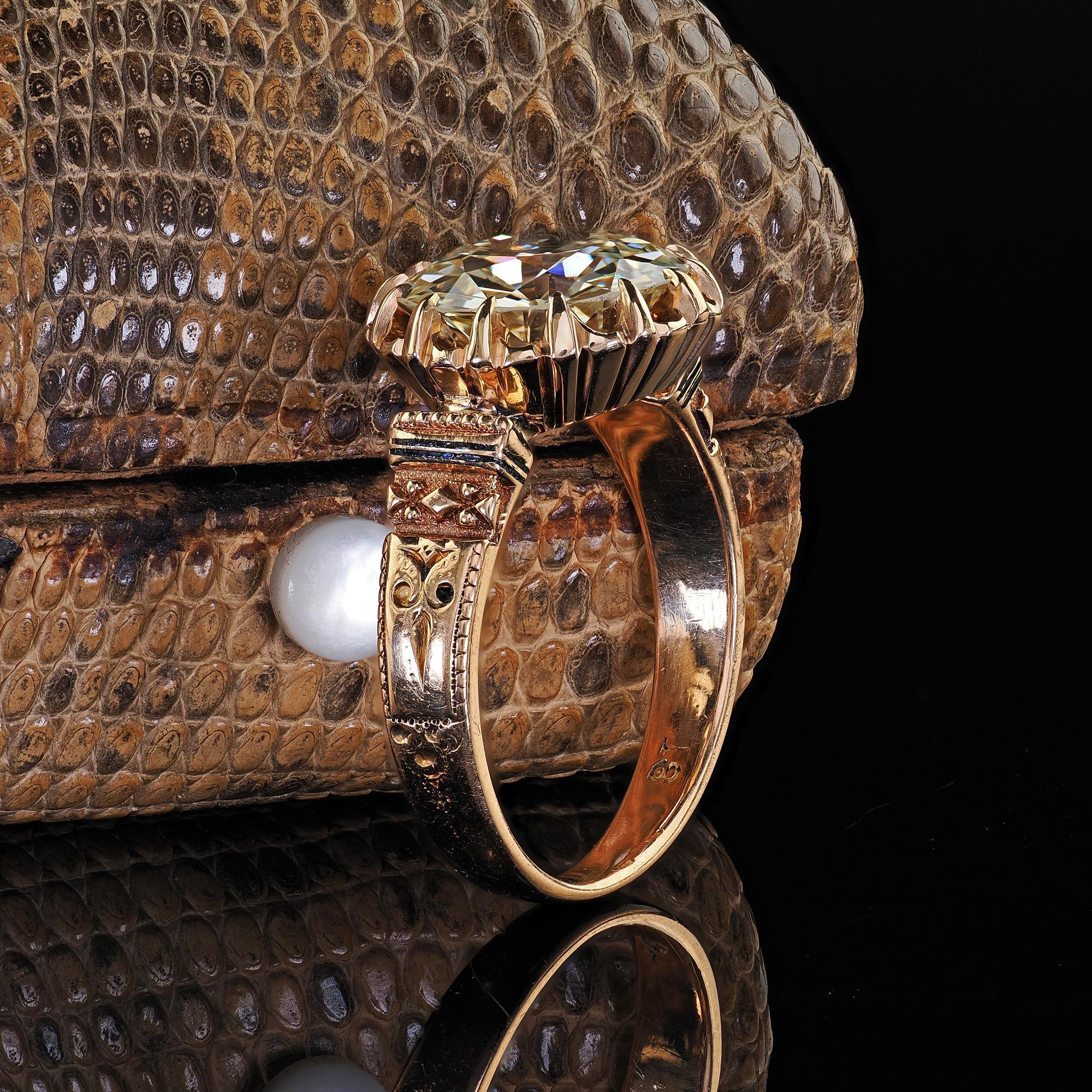 Vittoriano Anello di fidanzamento antico vittoriano in oro giallo 18 carati con diamante europeo - GIA in vendita