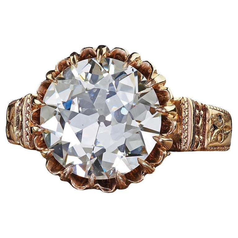 Antique Victorian 18K Yellow Gold Old European Diamond Engagement