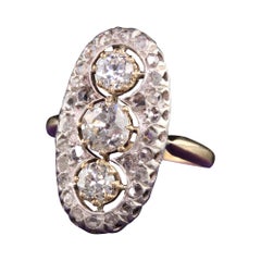 Antique Victorian 18k Yellow Gold Old European Diamond Three Stone Ring