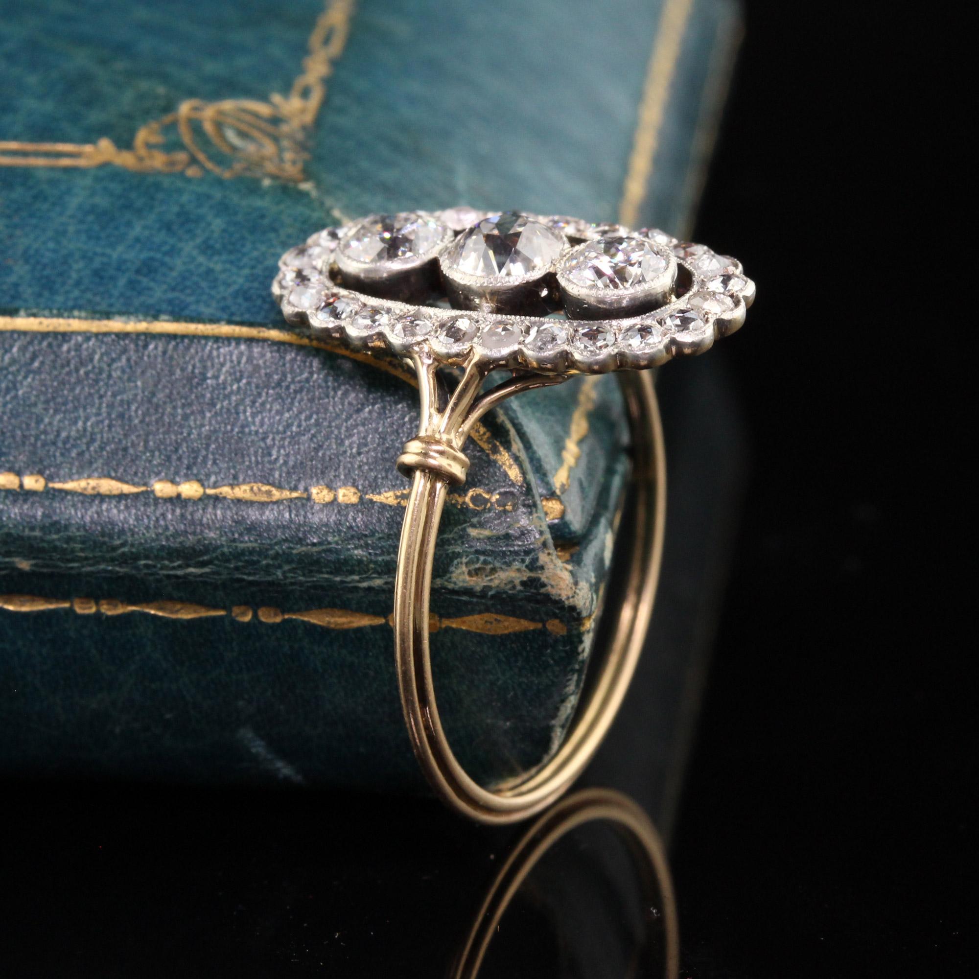 Antique Victorian 18K Yellow Gold Old European Rose Cut Diamond Ring In Good Condition In Great Neck, NY