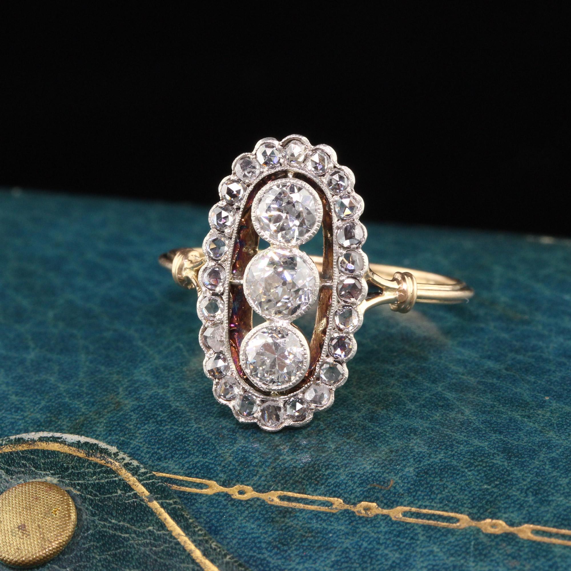 Antique Victorian 18K Yellow Gold Old European Rose Cut Diamond Ring 4