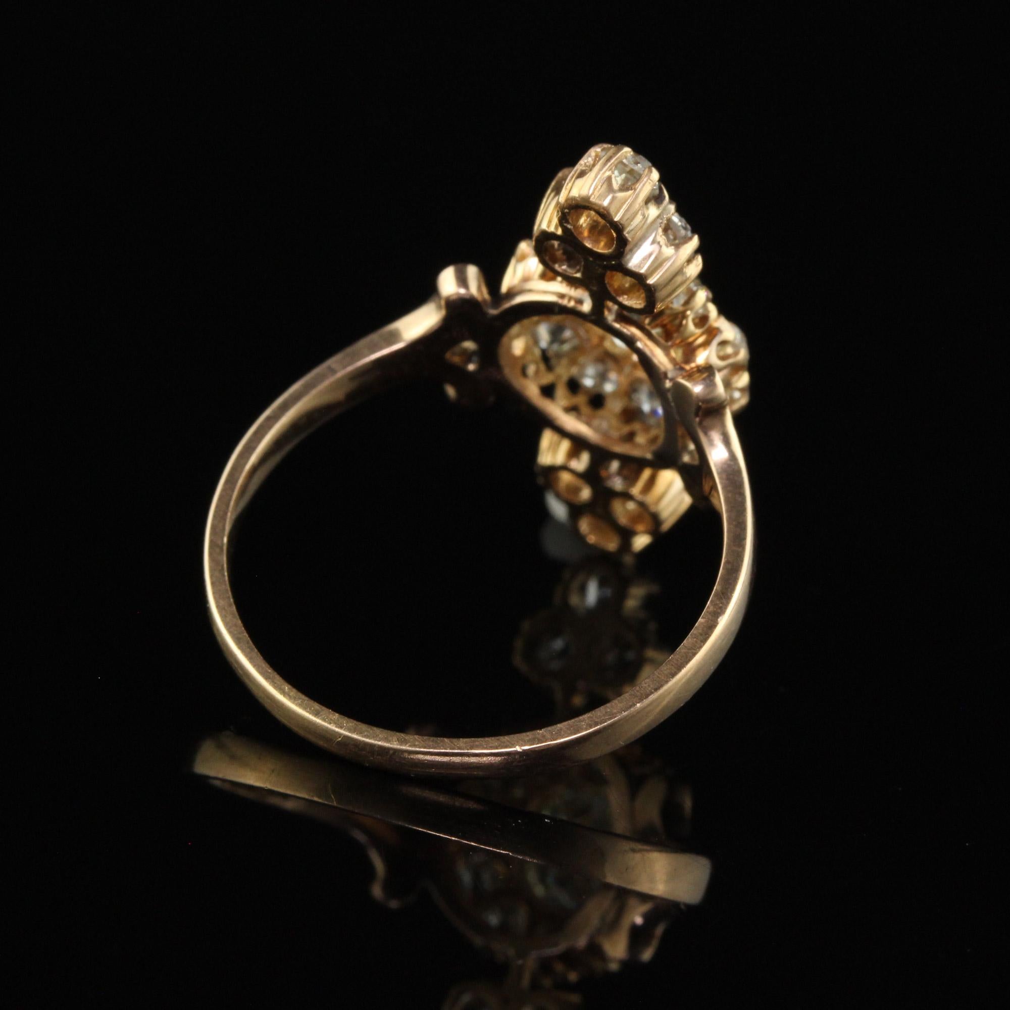 Antique Victorian 18K Yellow Gold Old Mine Cut Diamond Cluster Cocktail Ring For Sale 1