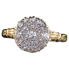 Antique Victorian 18K Yellow Gold Old Mine Cut Diamond Cluster Engagement Ring