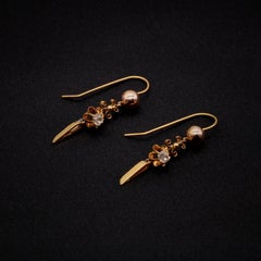 Antique Victorian 18K Yellow Gold Old Mine Cut Diamond Drop Earrings