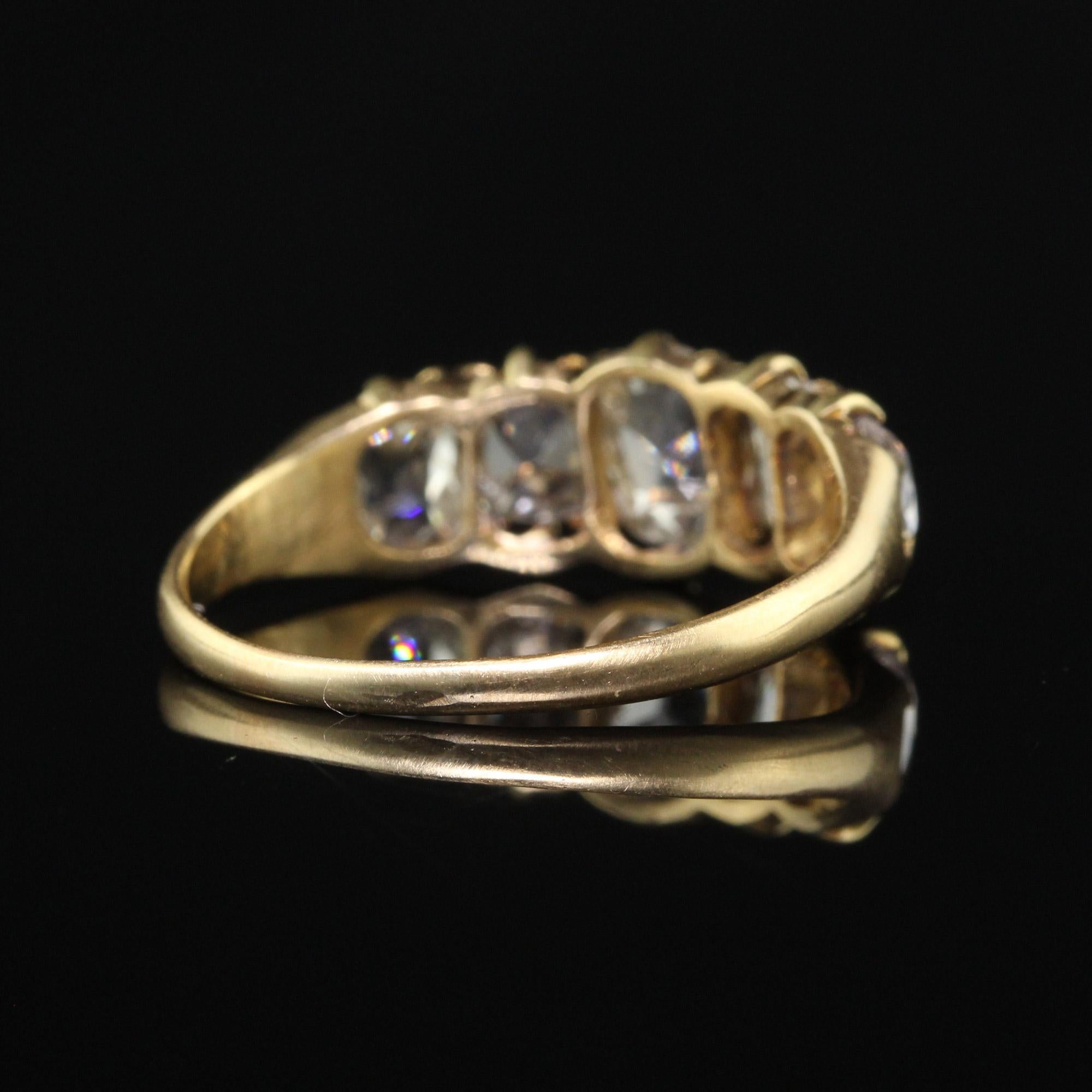 Antique Victorian 18K Yellow Gold Old Mine Cut Diamond Five Stone Ring For Sale 2