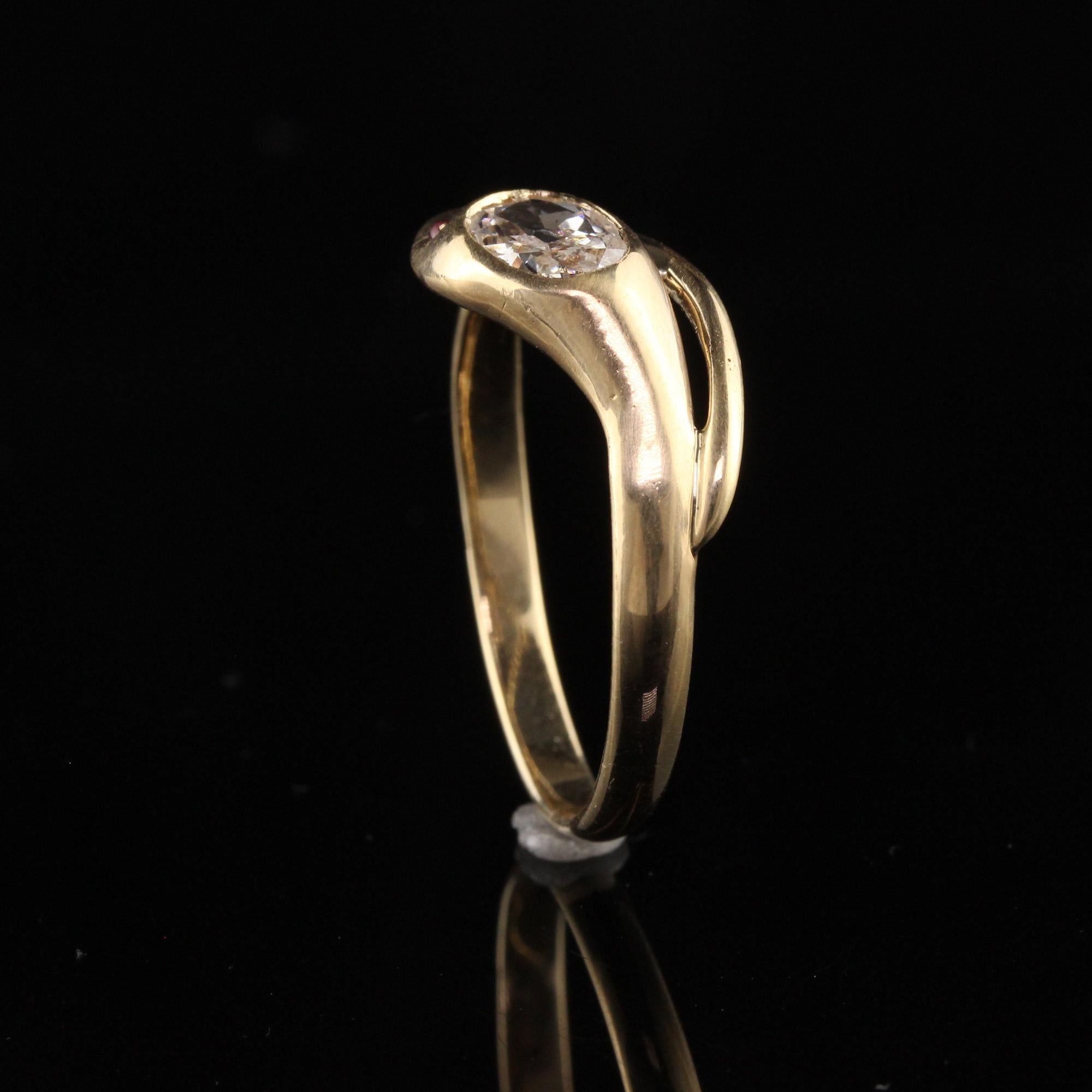 Antique Victorian 18K Yellow Gold Old Mine Cut Diamond Snake Ring 2