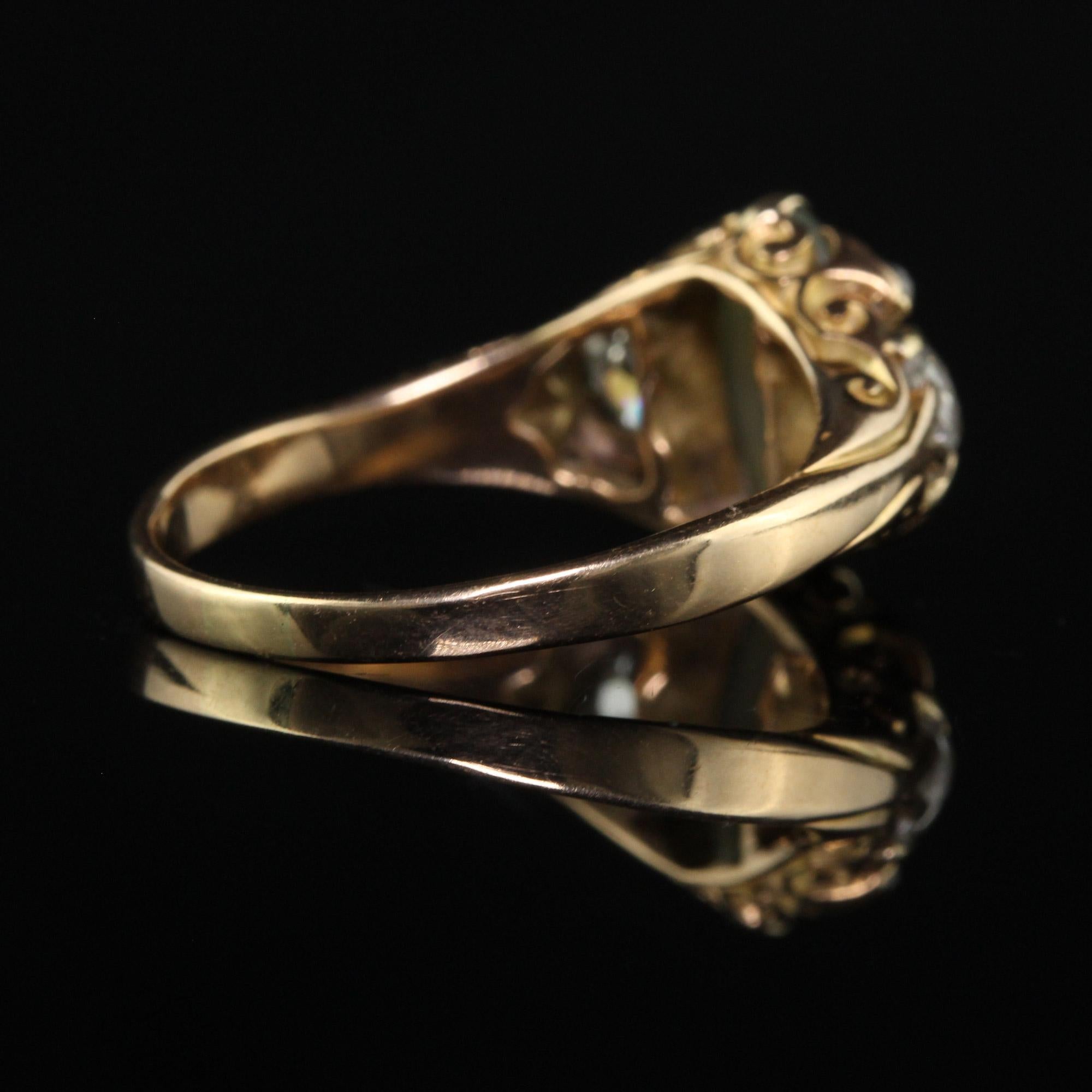 Antique Victorian 18K Yellow Gold Old Mine Diamond and Cats Eye Chrysoberyl Ring For Sale 1