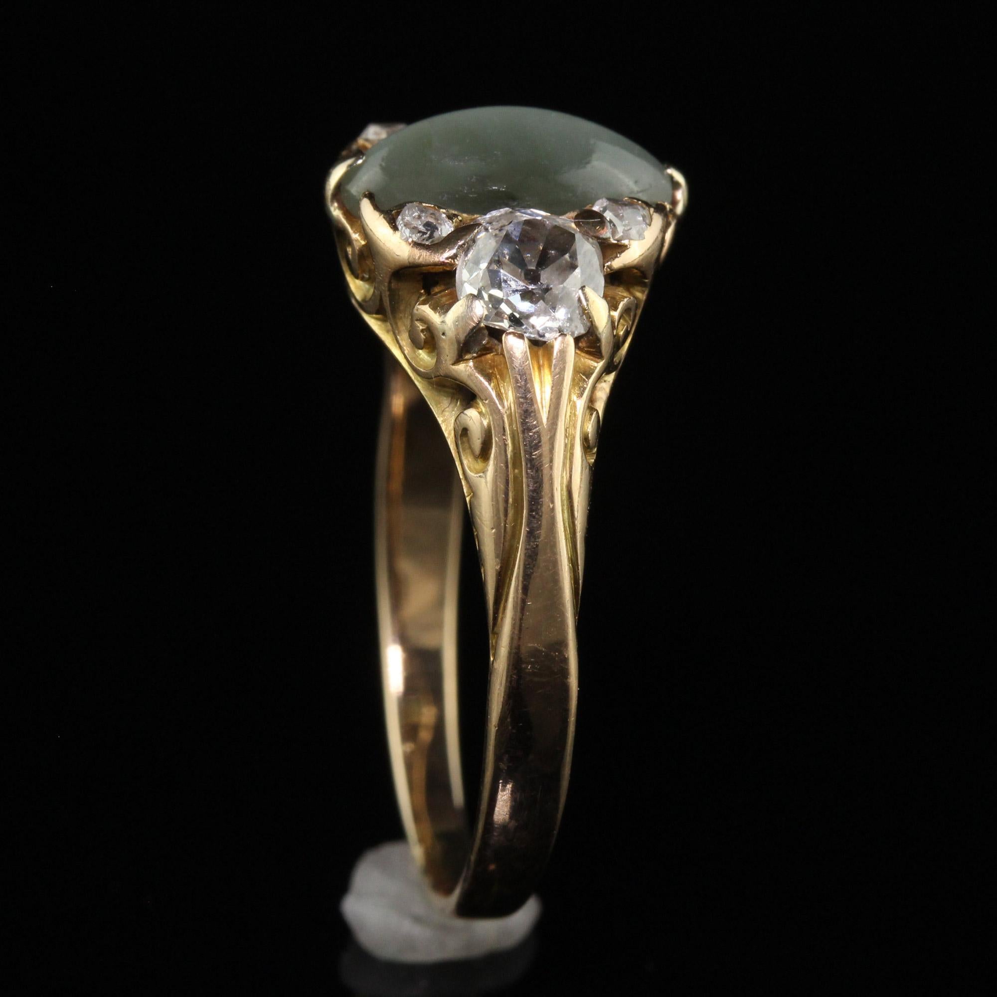 Antique Victorian 18K Yellow Gold Old Mine Diamond and Cats Eye Chrysoberyl Ring For Sale 2