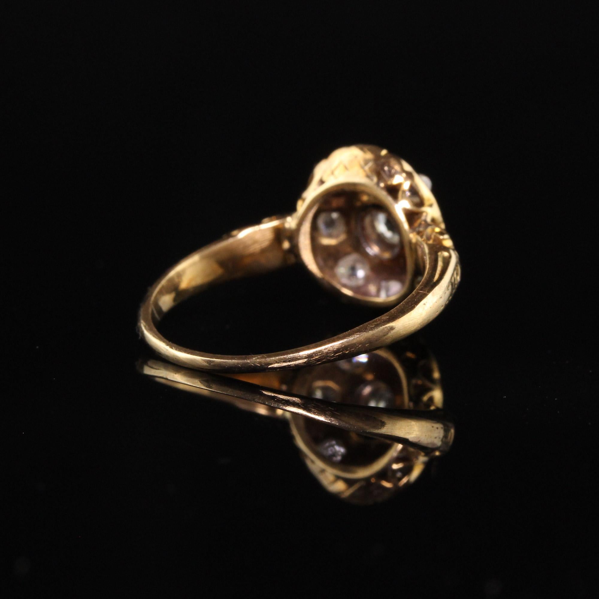 Antiker viktorianischer Verlobungsring aus 18 Karat Gelbgold mit Diamant und Emaille im alten Minenschliff im Zustand „Gut“ in Great Neck, NY