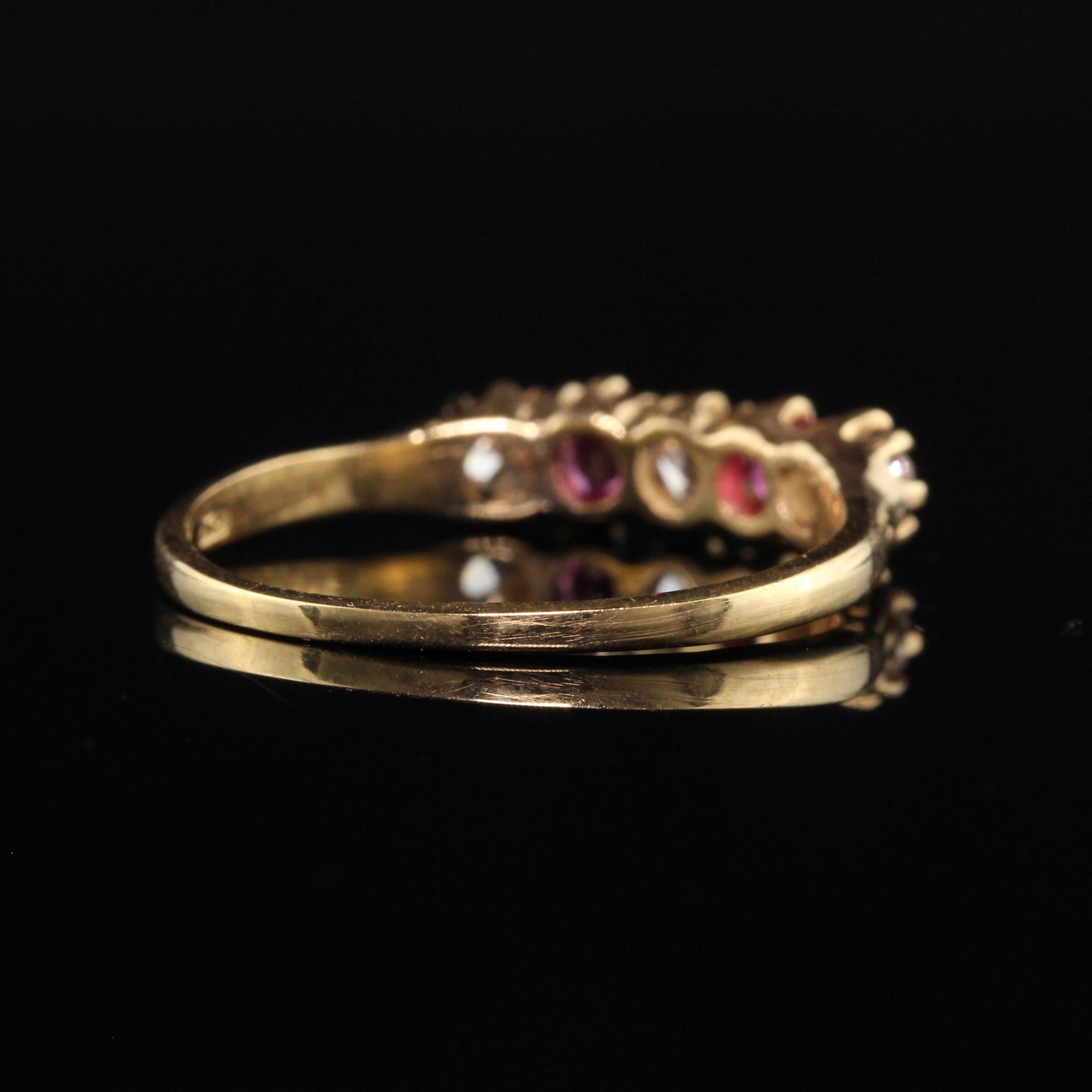 Women's Antique Victorian 18K Yellow Gold Old Mine Diamond and Ruby Wedding Band