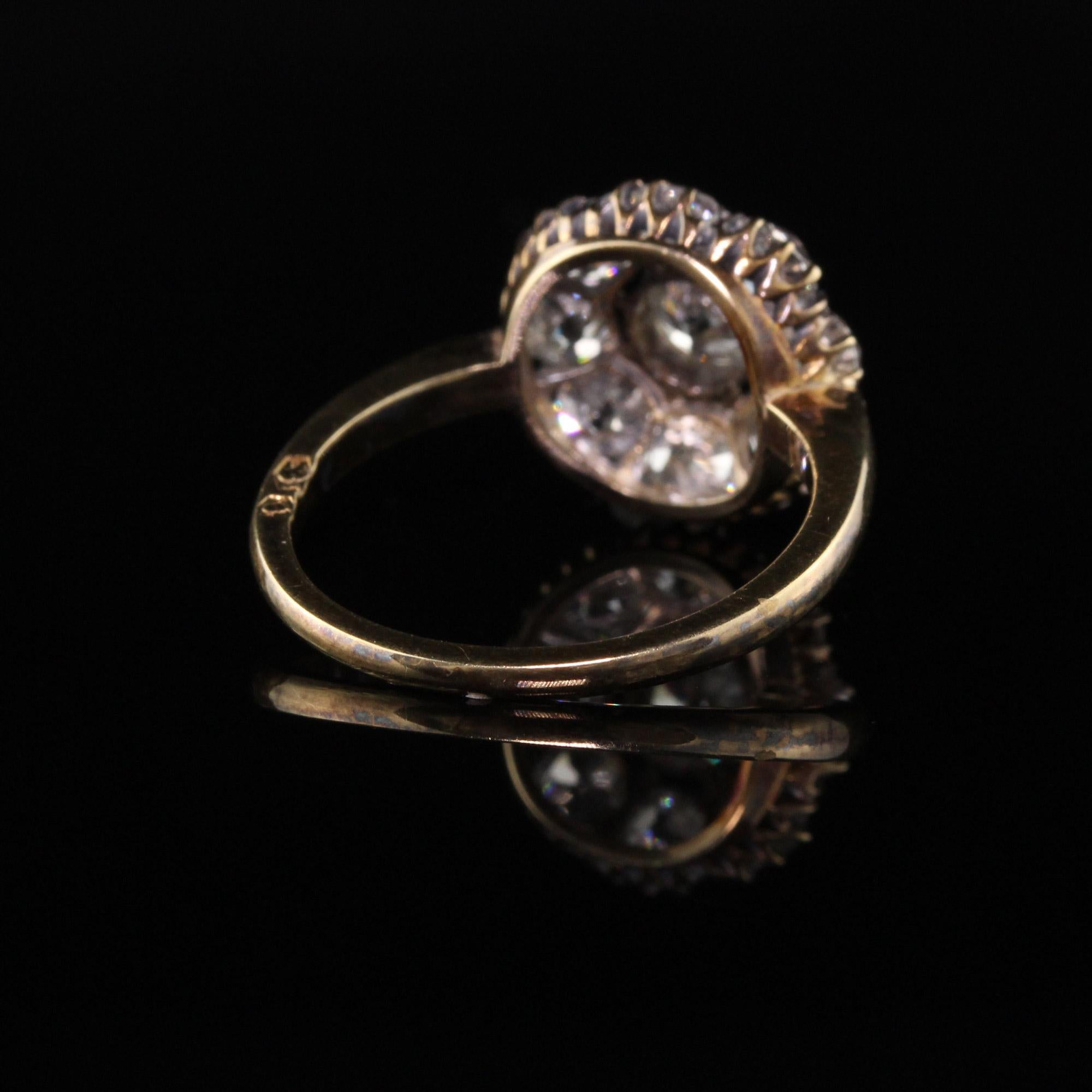 Antique Victorian 18 Karat Yellow Gold Old Mine Diamond Cluster Engagement Ring In Good Condition In Great Neck, NY