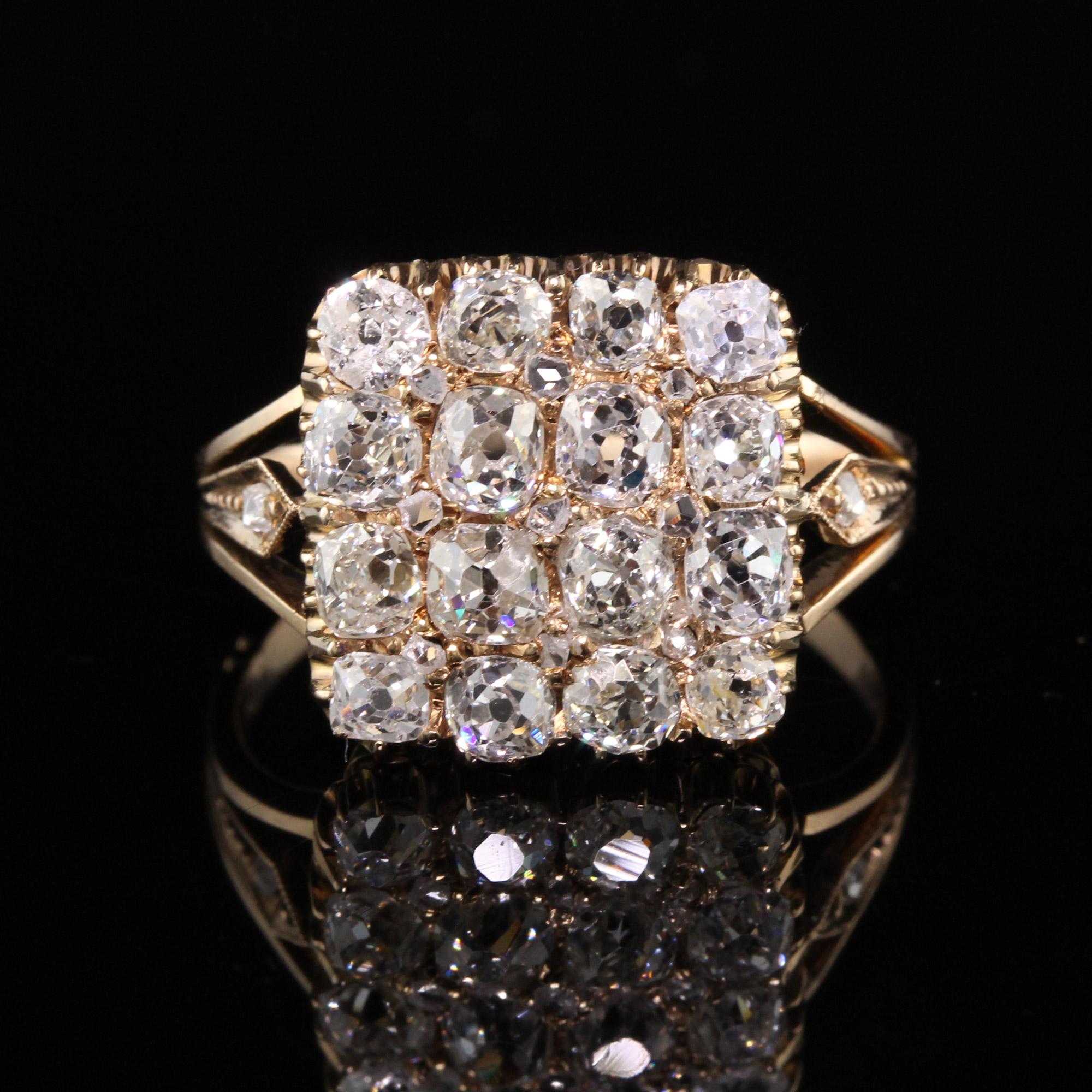 Antique Victorian 18K Yellow Gold Old Mine Diamond Cluster Ring at 1stDibs