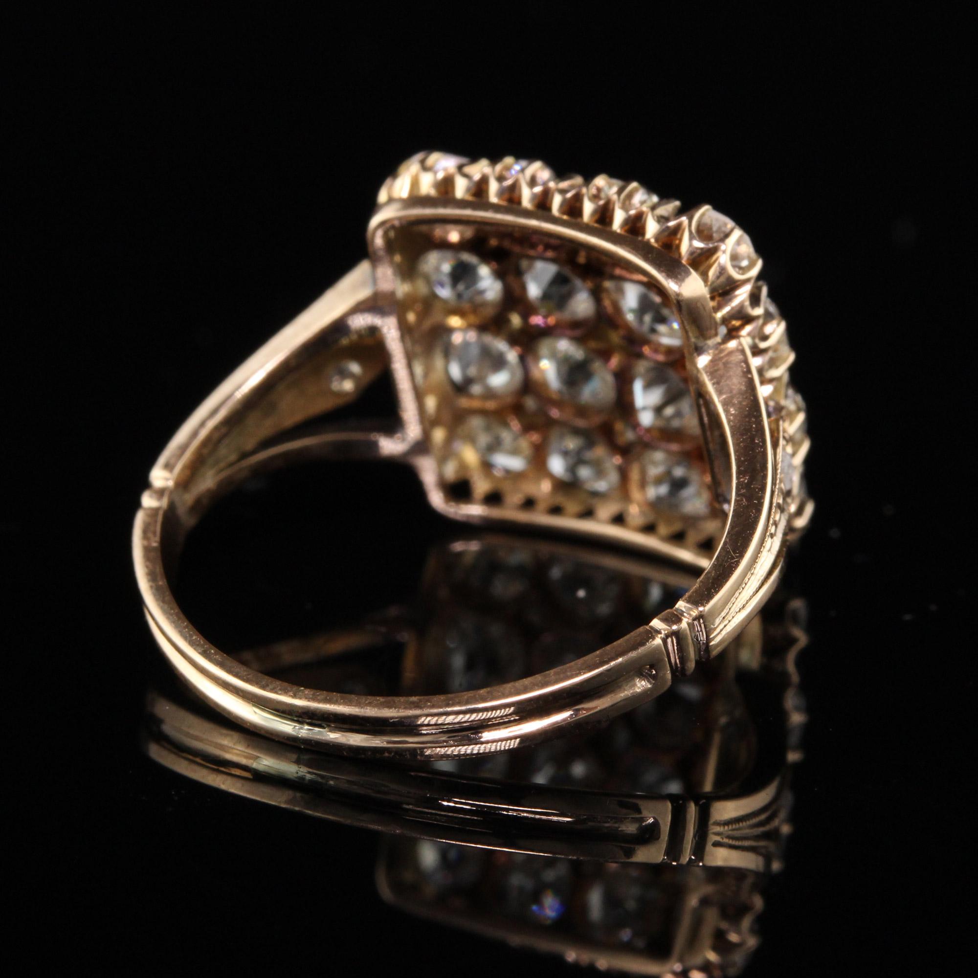 Antique Victorian 18K Yellow Gold Old Mine Diamond Cluster Ring at 1stDibs