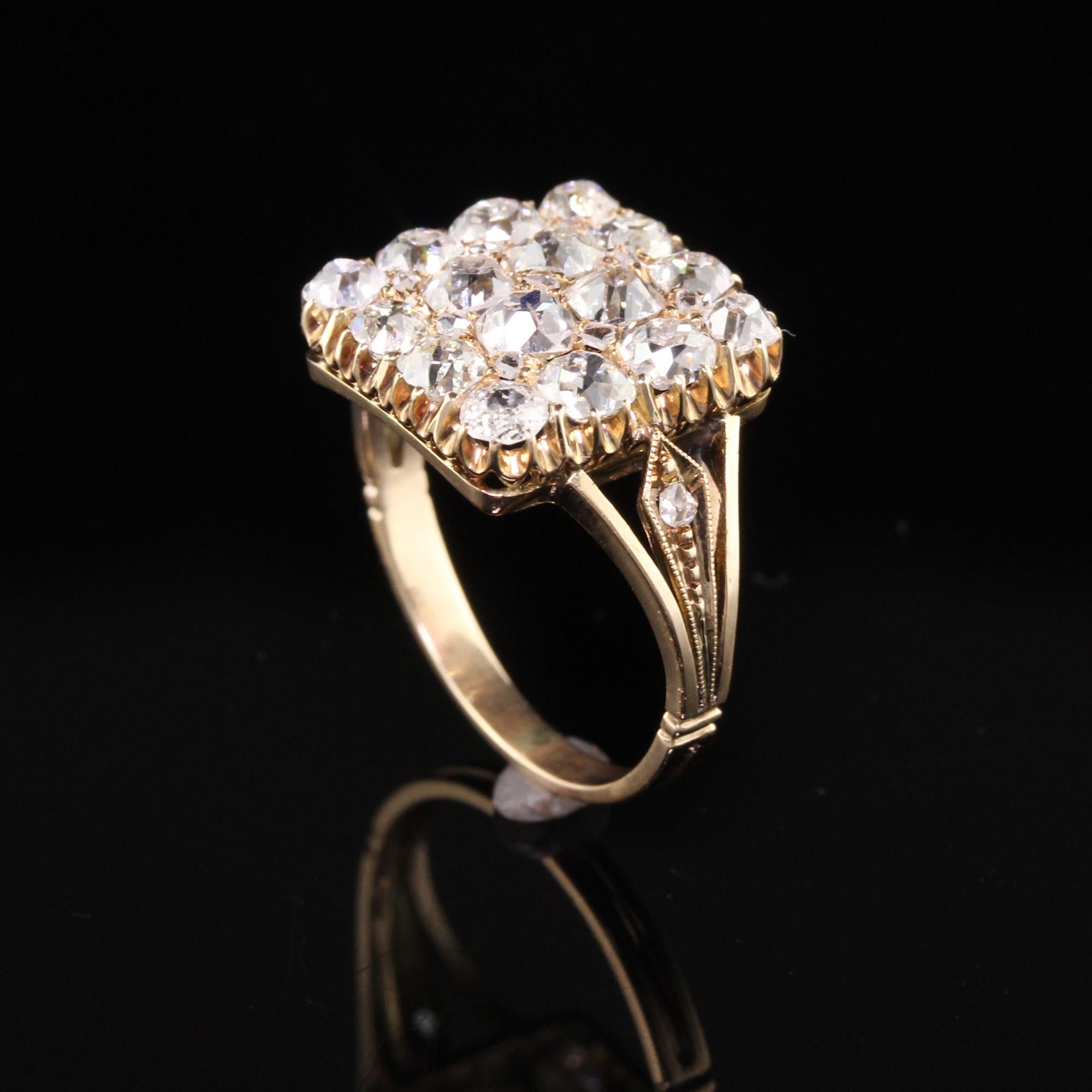 Antique Victorian 18K Yellow Gold Old Mine Diamond Cluster Ring at 1stDibs