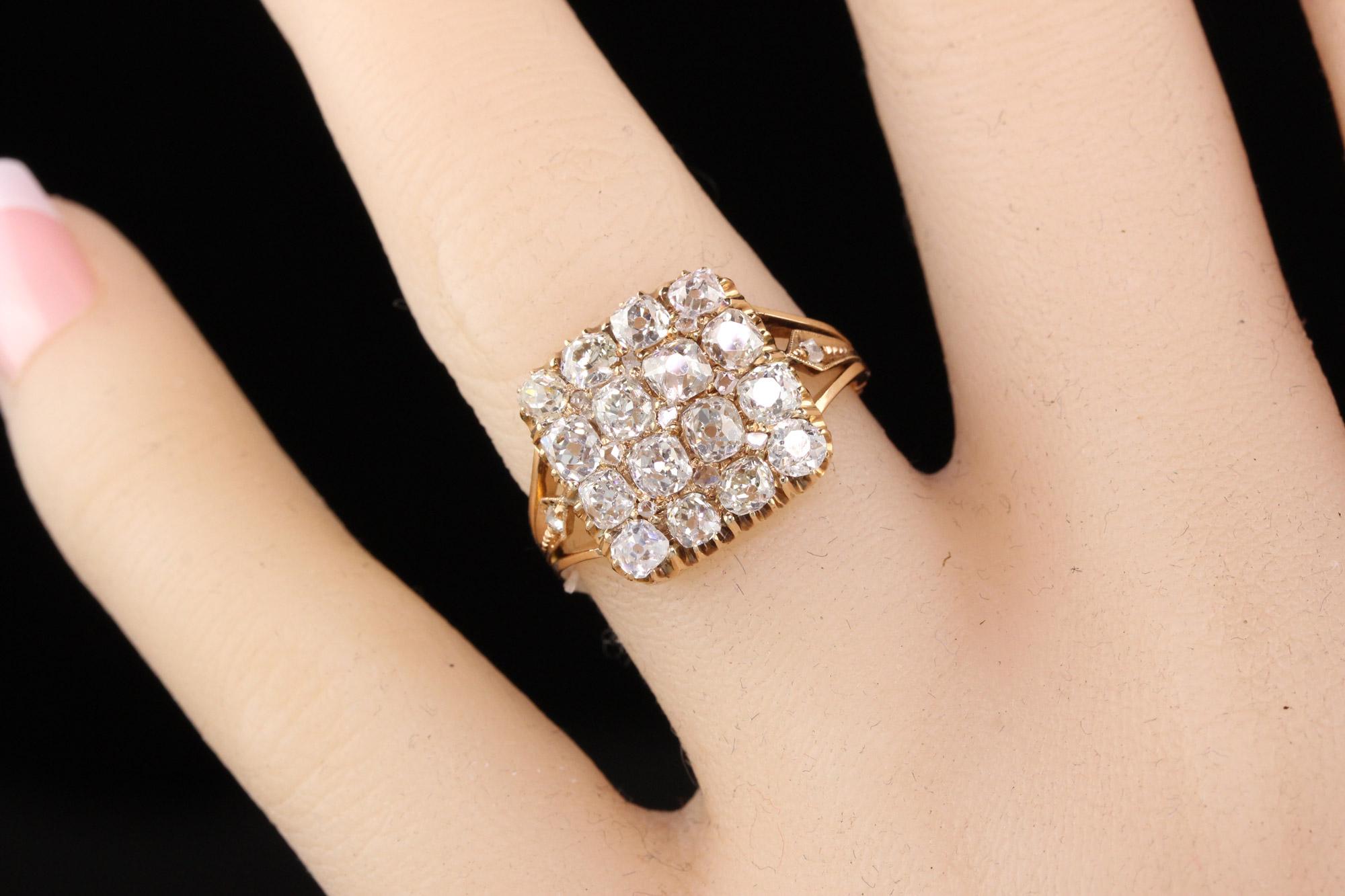 Antique Victorian 18K Yellow Gold Old Mine Diamond Cluster Ring at 1stDibs