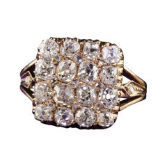 Antique Victorian 18K Yellow Gold Old Mine Diamond Cluster Ring