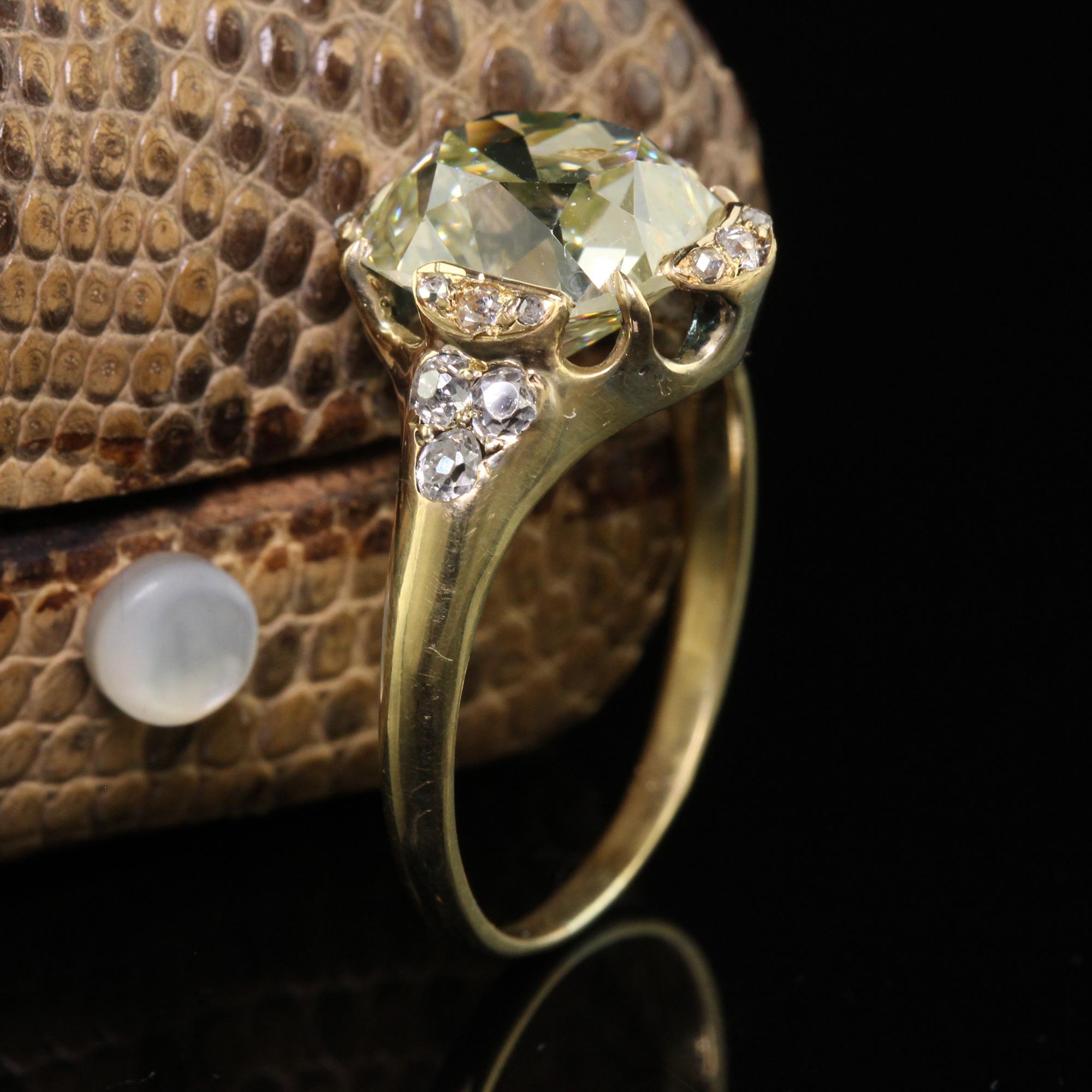 Old Mine Cut Antique Victorian 18K Yellow Gold Old Mine Diamond Engagement Ring - GIA For Sale