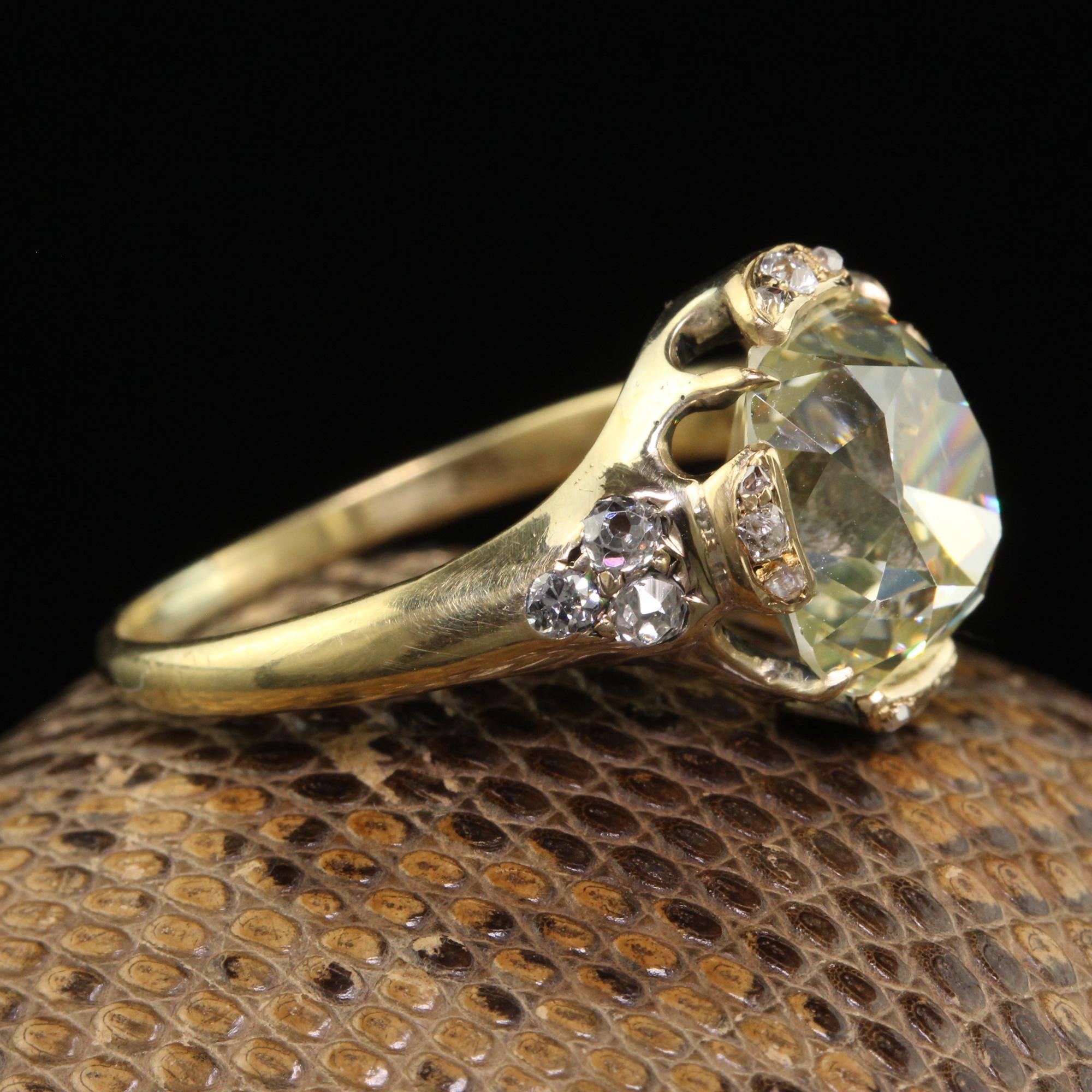 Antique Victorian 18K Yellow Gold Old Mine Diamond Engagement Ring - GIA In Good Condition For Sale In Great Neck, NY