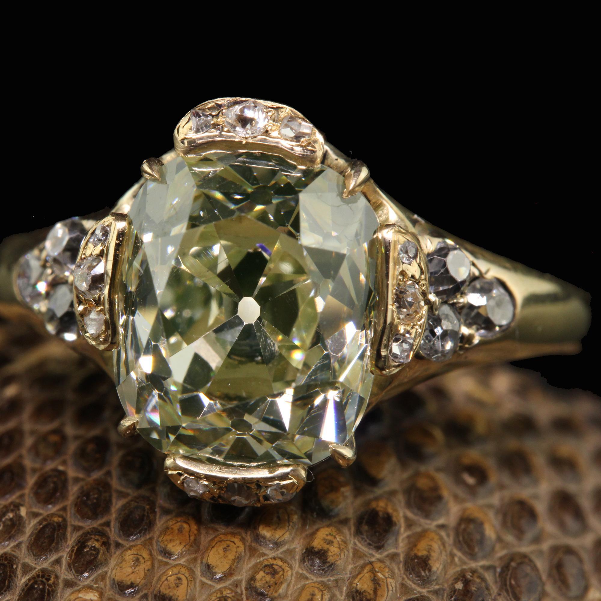 Women's Antique Victorian 18K Yellow Gold Old Mine Diamond Engagement Ring - GIA For Sale