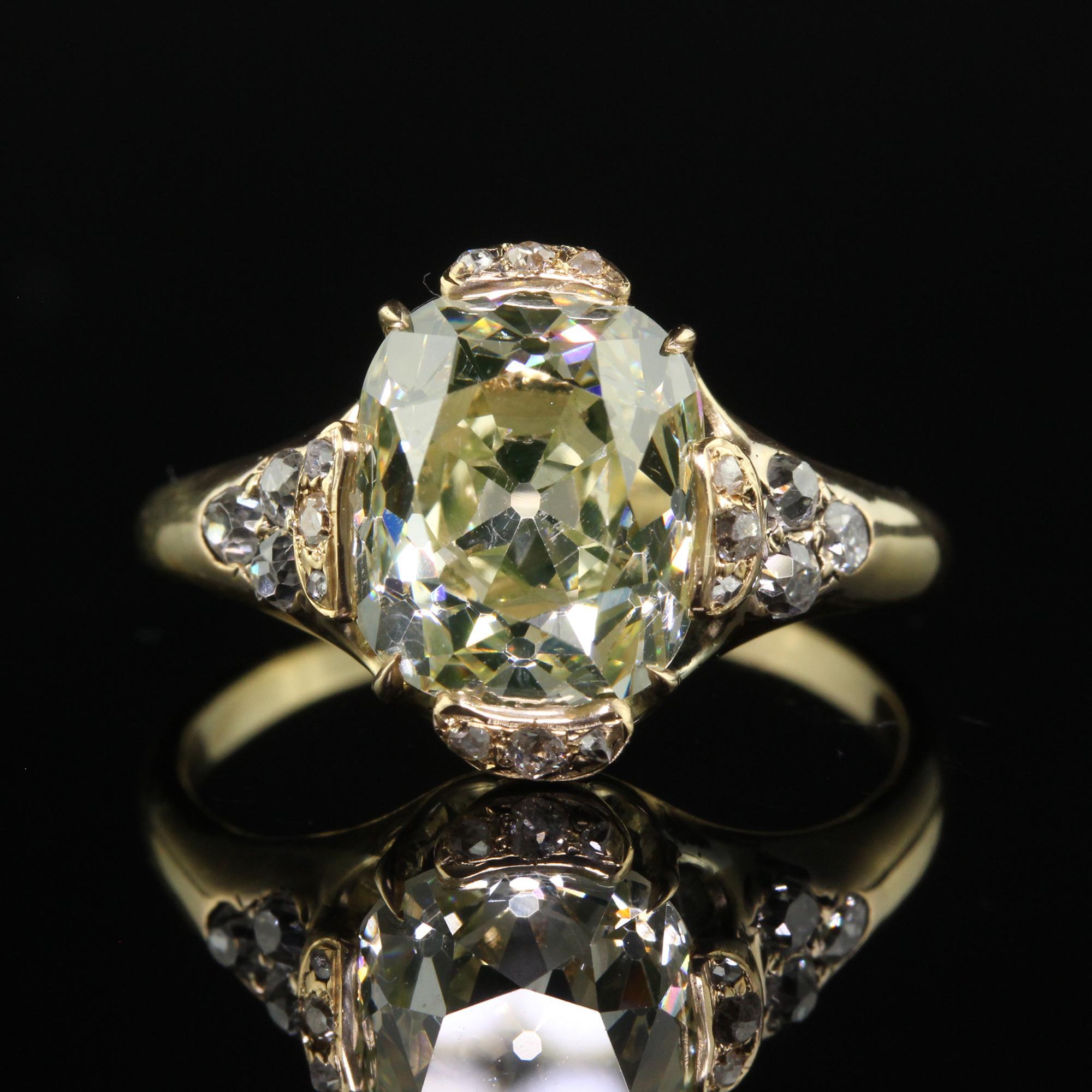 Antique Victorian 18K Yellow Gold Old Mine Diamond Engagement Ring - GIA For Sale 1