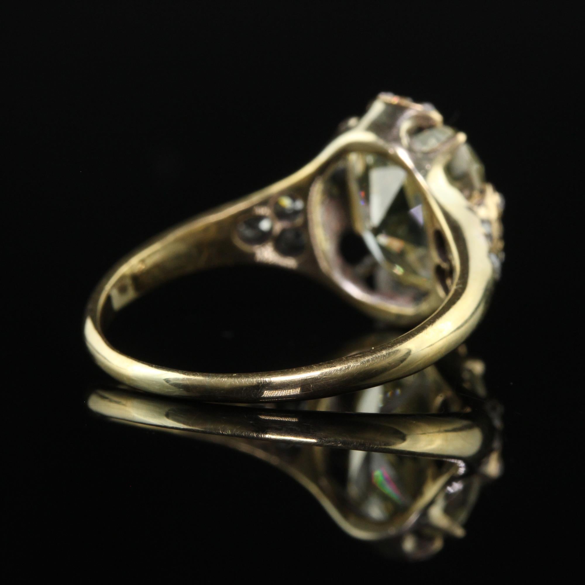 Antique Victorian 18K Yellow Gold Old Mine Diamond Engagement Ring - GIA For Sale 2