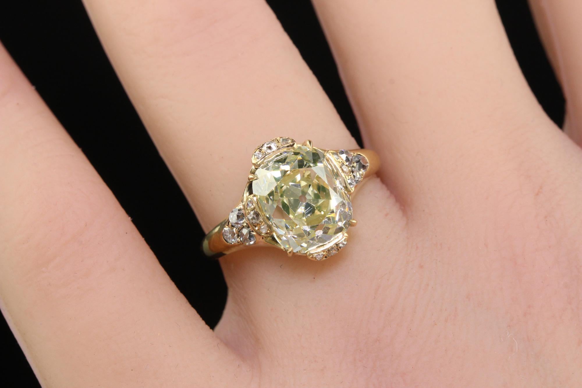 Antique Victorian 18K Yellow Gold Old Mine Diamond Engagement Ring - GIA For Sale 4