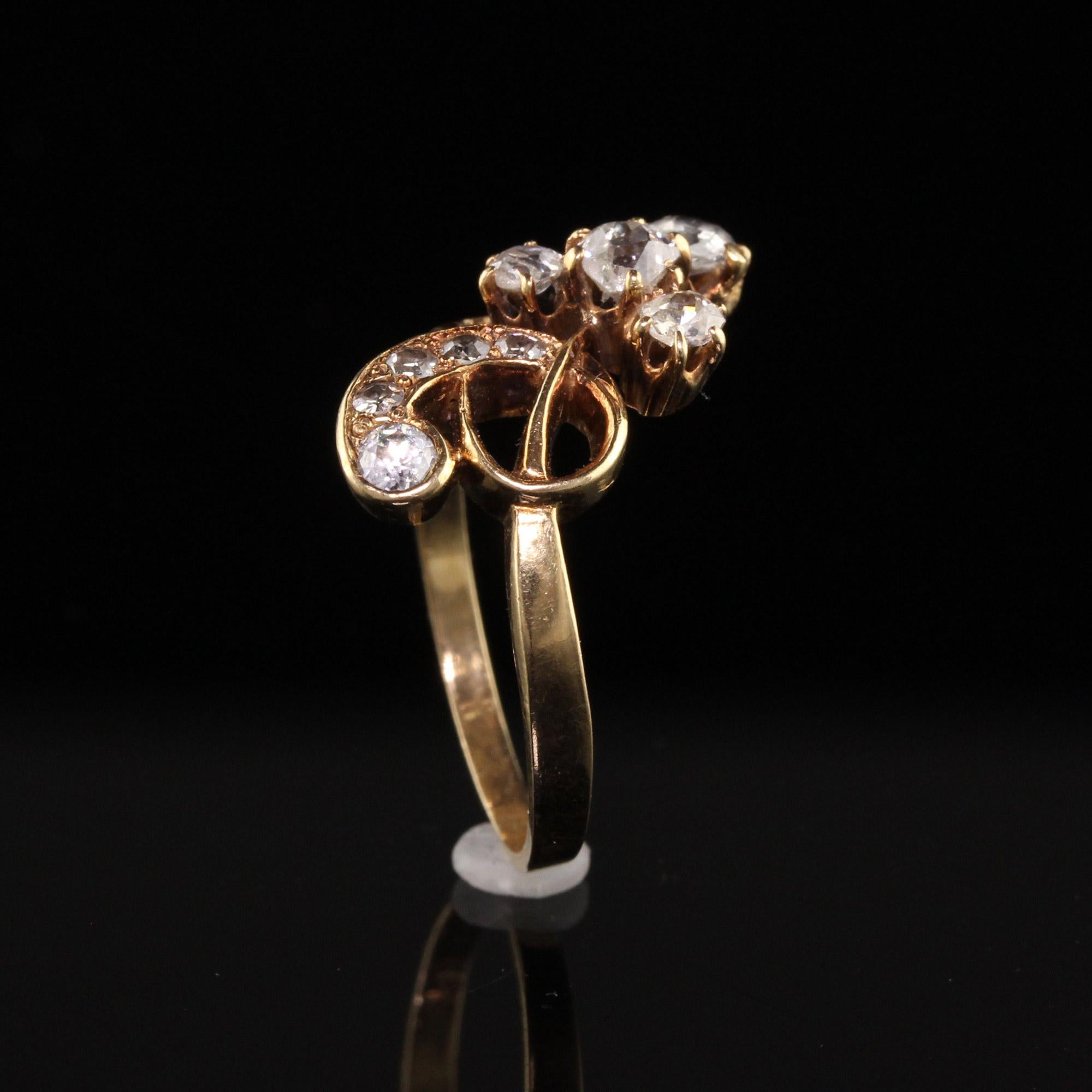 Antique Victorian 18k Yellow Gold Old Mine Diamond Floral Ring 1