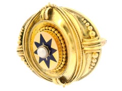 Antique Victorian 18k Yellow Gold Pearl & Enamel Gorgeous Ornate Pin Brooch