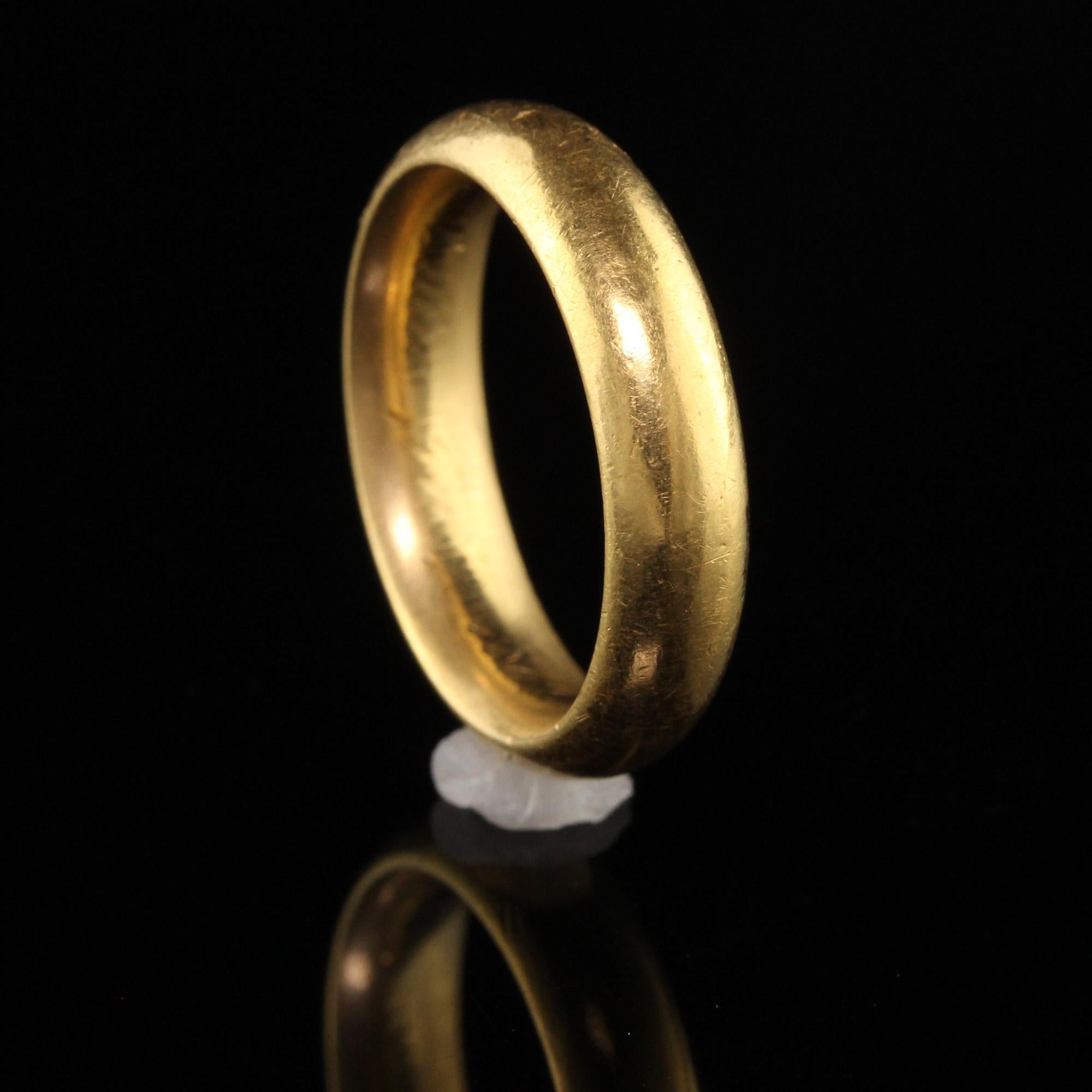 Antique Victorian 18k Yellow Gold Plain Wide Engraved Wedding Band 1