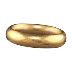 Antikes viktorianisches 18k Gelbgold schlichtes breites graviertes Hochzeitsband