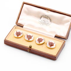 Antique Victorian 18K Yellow Gold Reverse Carved Intaglio Fox Cufflinks