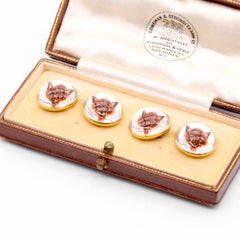 Antique Victorian 18K Yellow Gold Reverse Carved Intaglio Fox Cufflinks