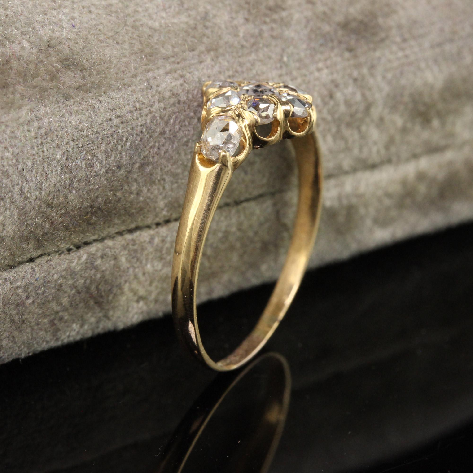 Antique Victorian 18K Yellow Gold Rose Cut Diamond Cluster Ring For ...