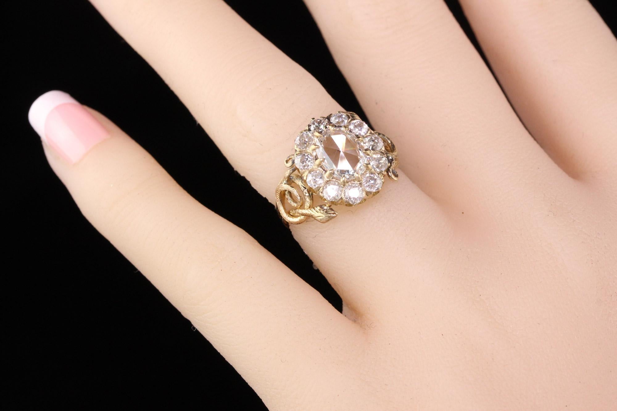 Antique Victorian 18 Karat Yellow Gold Rose Cut Diamond Engagement Ring 6