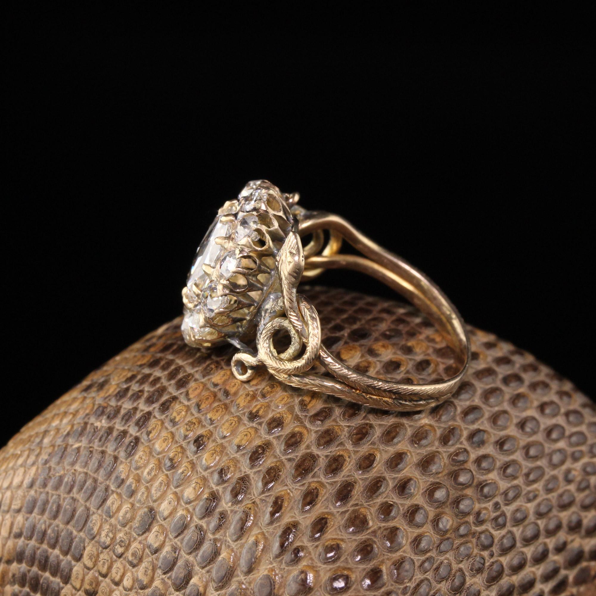 Antique Victorian 18 Karat Yellow Gold Rose Cut Diamond Engagement Ring In Excellent Condition In Great Neck, NY